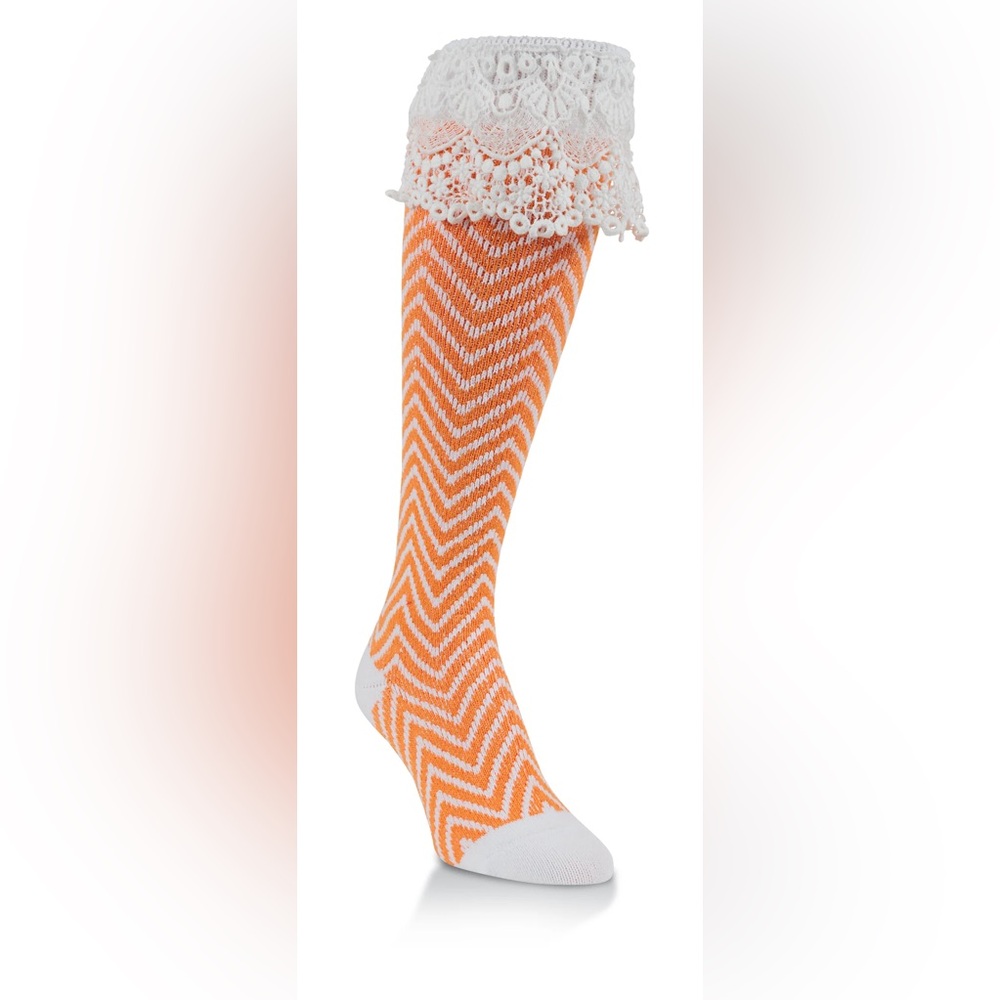 World’s Softest Sock Team Collection Spirit Knee-High Socks,
Orange & White, NWT